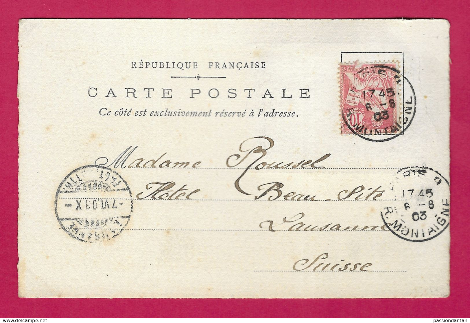 Écrit Sur Carte Postale Fantaisie Daté Du 8 Juin 1903 - Document Expédié De Paris à Destination De Lausanne - 1900-02 Mouchon