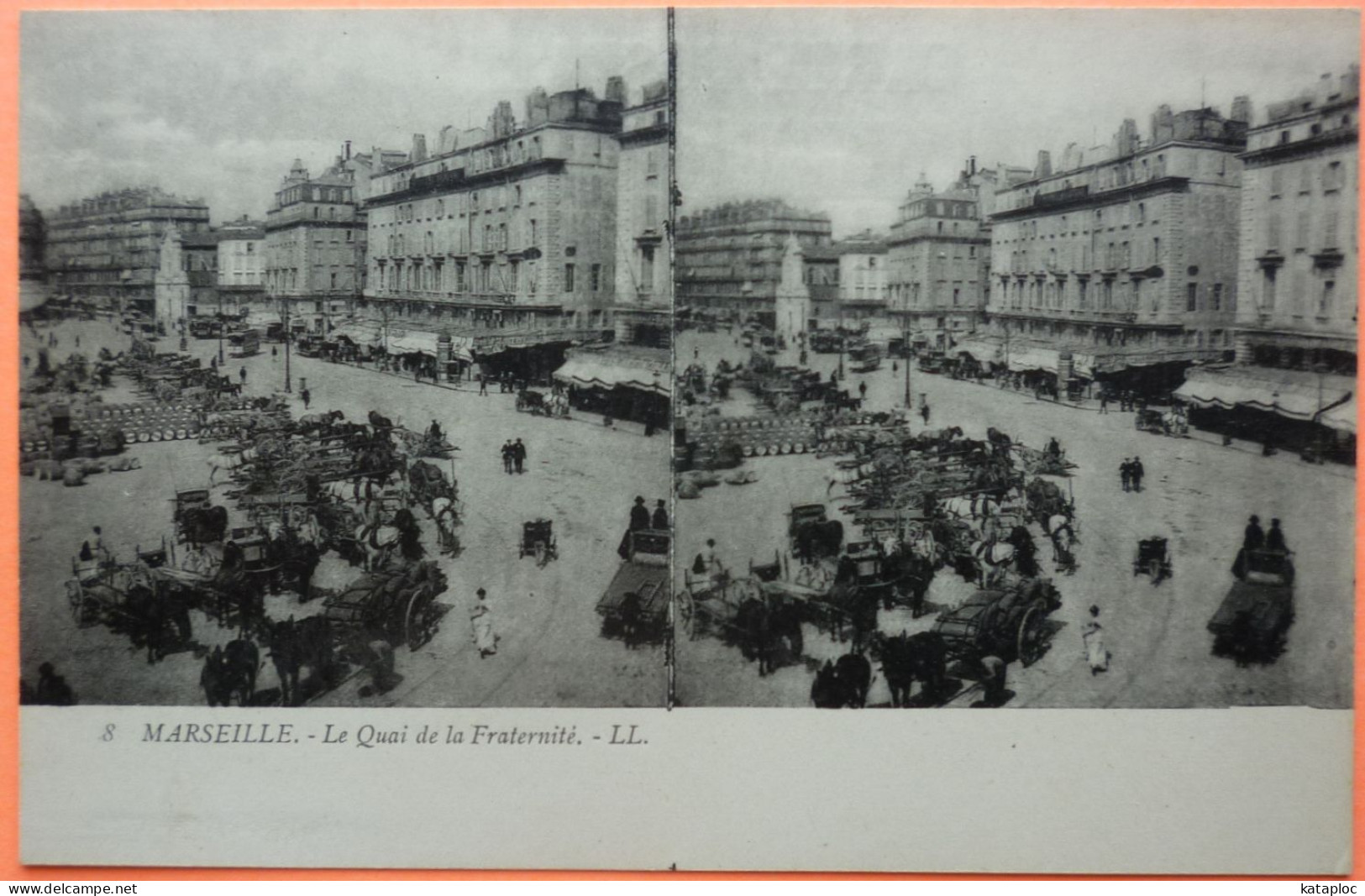 CARTE POSTALE STEREO POUR VISION RELIEF - MARSEILLE - 13 - LE QUAI DE LA FRATERNITE -SCANS RECTO/VERSO -10 - Vieux Port, Saint Victor, Le Panier