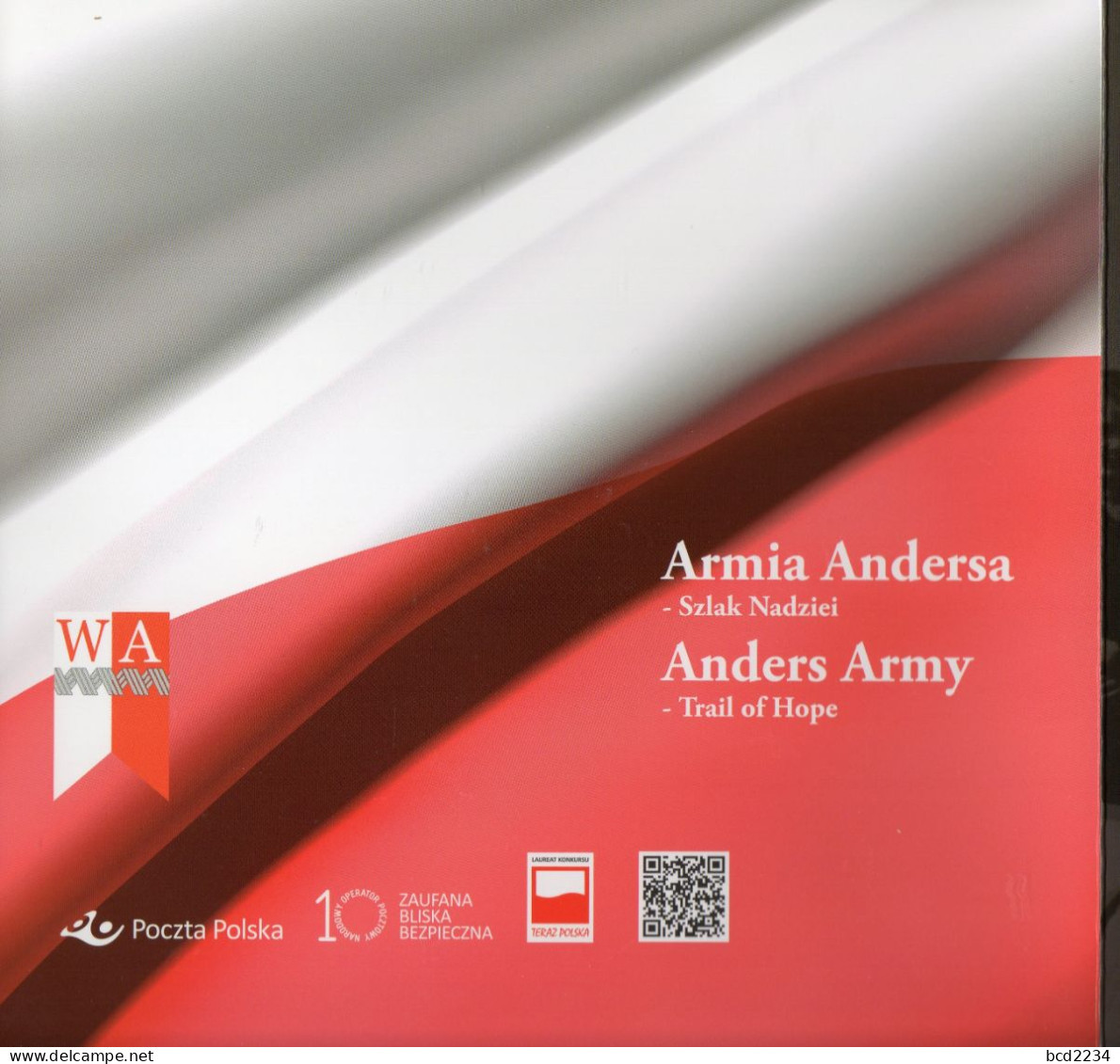 POLAND 2016 POLISH POST OFFICE SPECIAL LIMITED EDITION FOLDER: GENERAL ANDERS ARMY WW2 WWII - TRAIL OF HOPE NHM & FDC - Covers & Documents