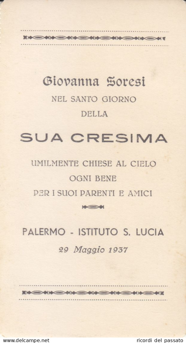 Santino Ricordo Di Cresima - Palermo 1937 - Imágenes Religiosas