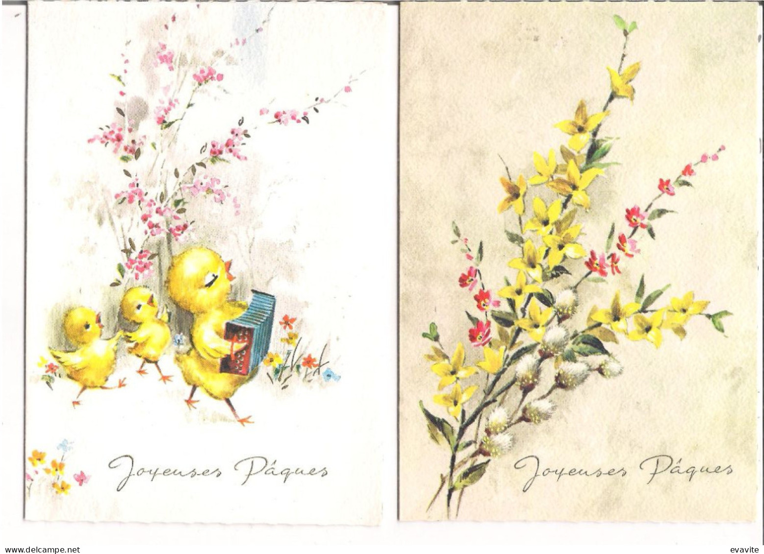 Lot De 3 CP Double  Belgium  -    Joyeuses Pâques  -   Poussins, Accordéon, Oeufs, Fleurs - Pasqua