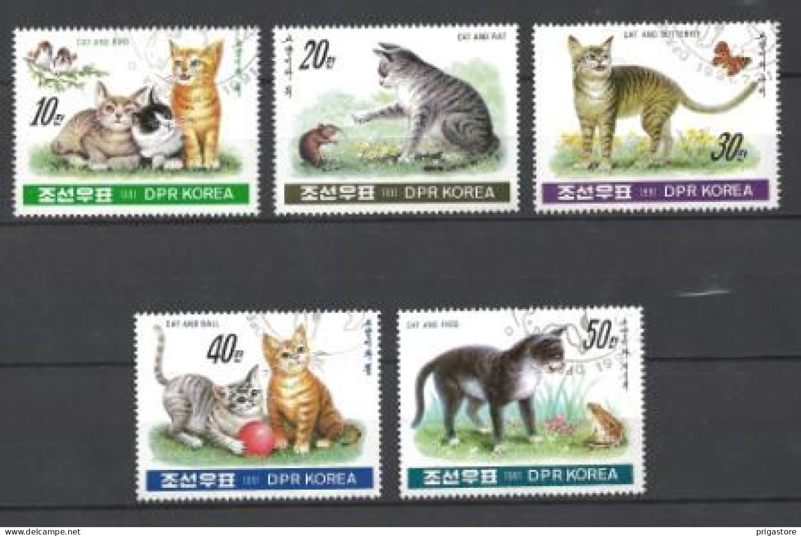 Corée Du Nord 1991 Chats (26) Yvert N° 2229 à 2233 Oblitérés - Korea (Nord-)