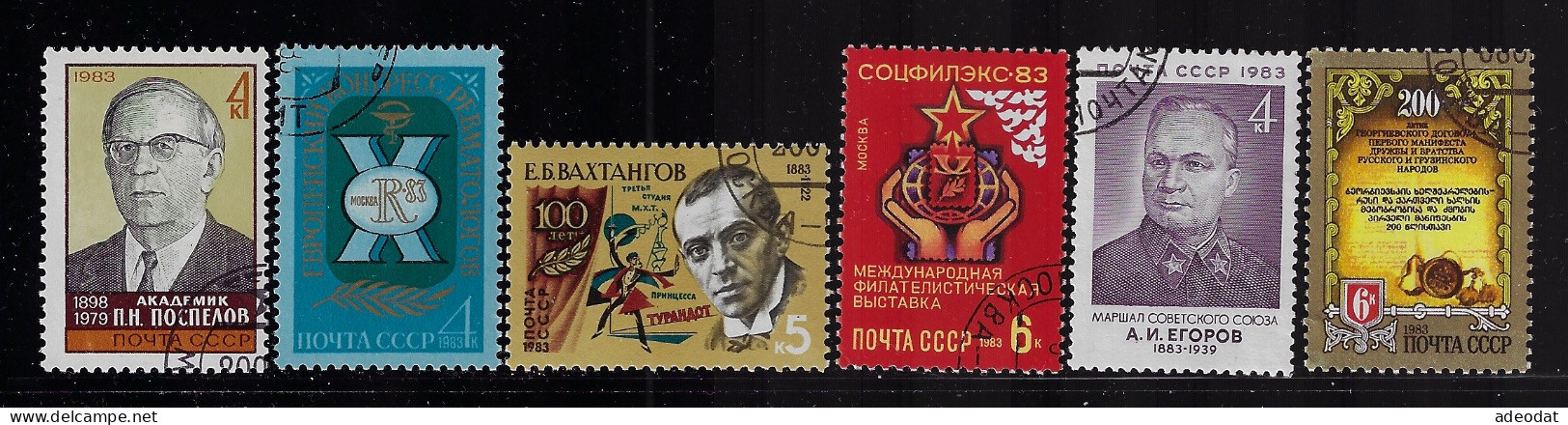 RUSSIA 1983  SCOTT #5154,5155,5162,5169,5177,5178  USED - Oblitérés