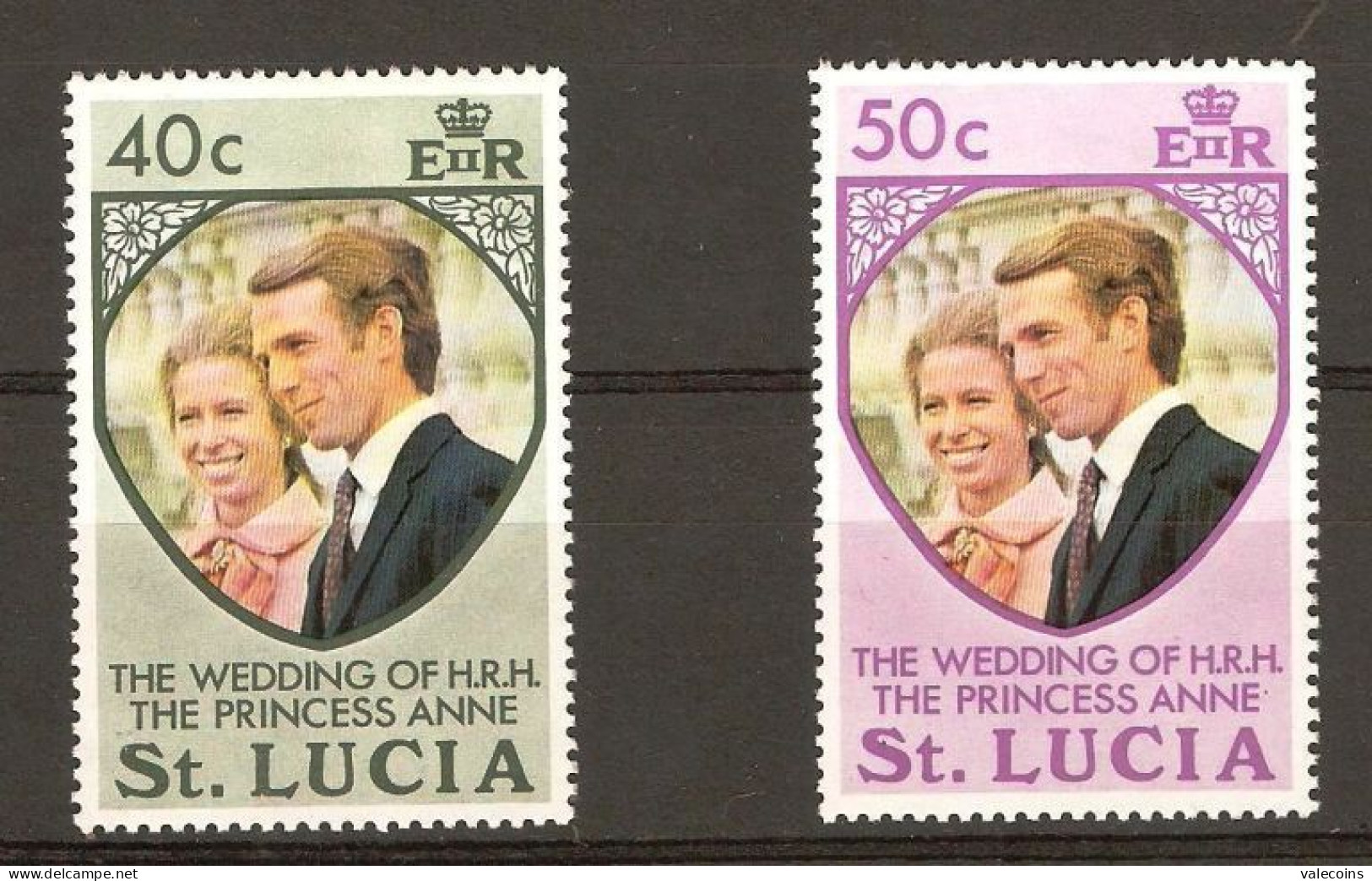 St. LUCIA - 1973 - Princess Anne’s Wedding Issue - Set 2 Stamps MNH - St.Lucia (...-1978)