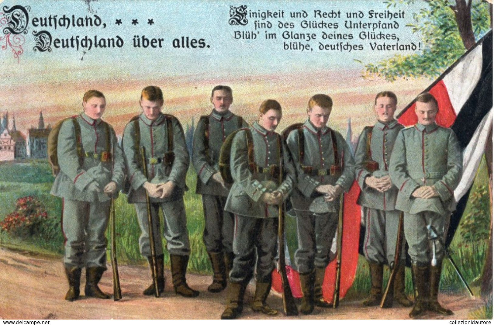 DEUTSCHLAND - DEUTSCHLAND ÜBER ALLES - CARTOLINA FPSPEDITA NEL 1915 - AUS MILITÄRISCHEN GRÜNDEN VERZÖGERT - Weltkrieg 1914-18