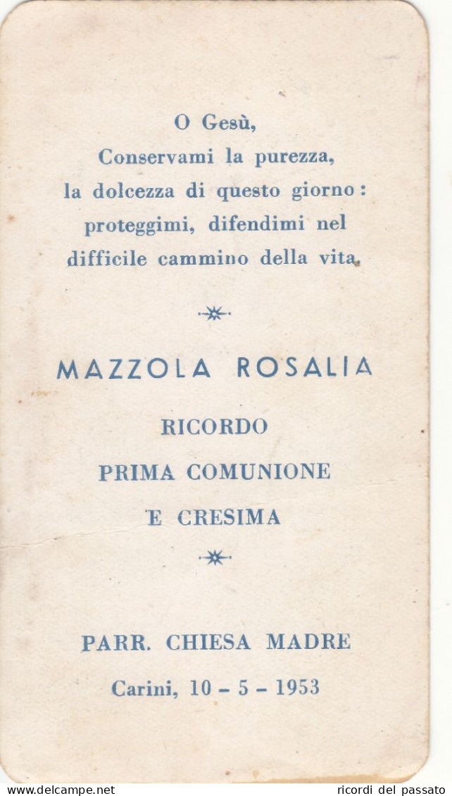 Santino Ricordo 1°comunione E Cresima - Carini 1953 - Imágenes Religiosas