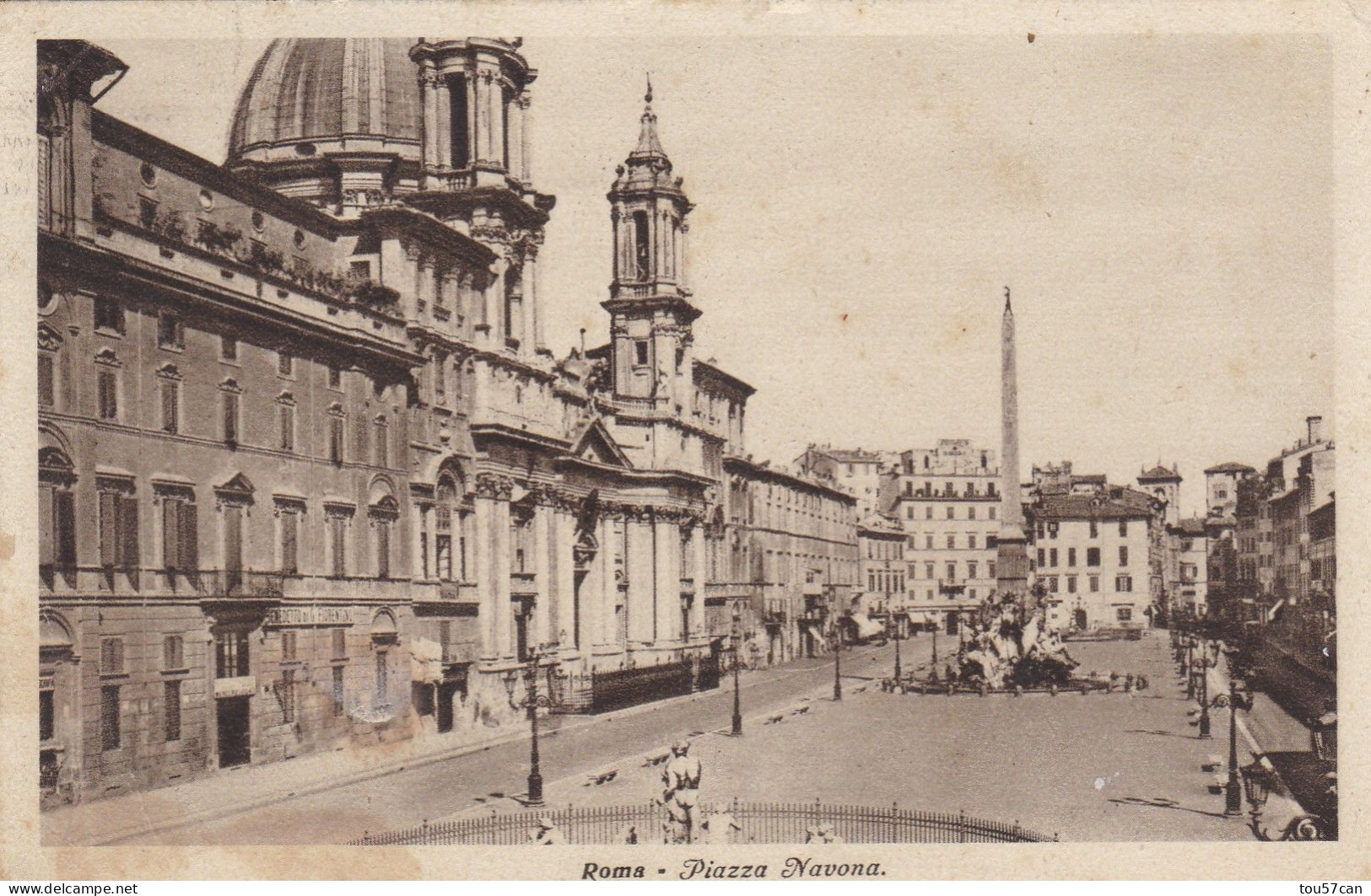 ROMA  -  LAZIO   -  ITALIA   -   CARTOLINA POSTALE   -   LA  PIAZZA  NAVONA  -  BELLA AFFRANCATURA POSTALE - Piazze