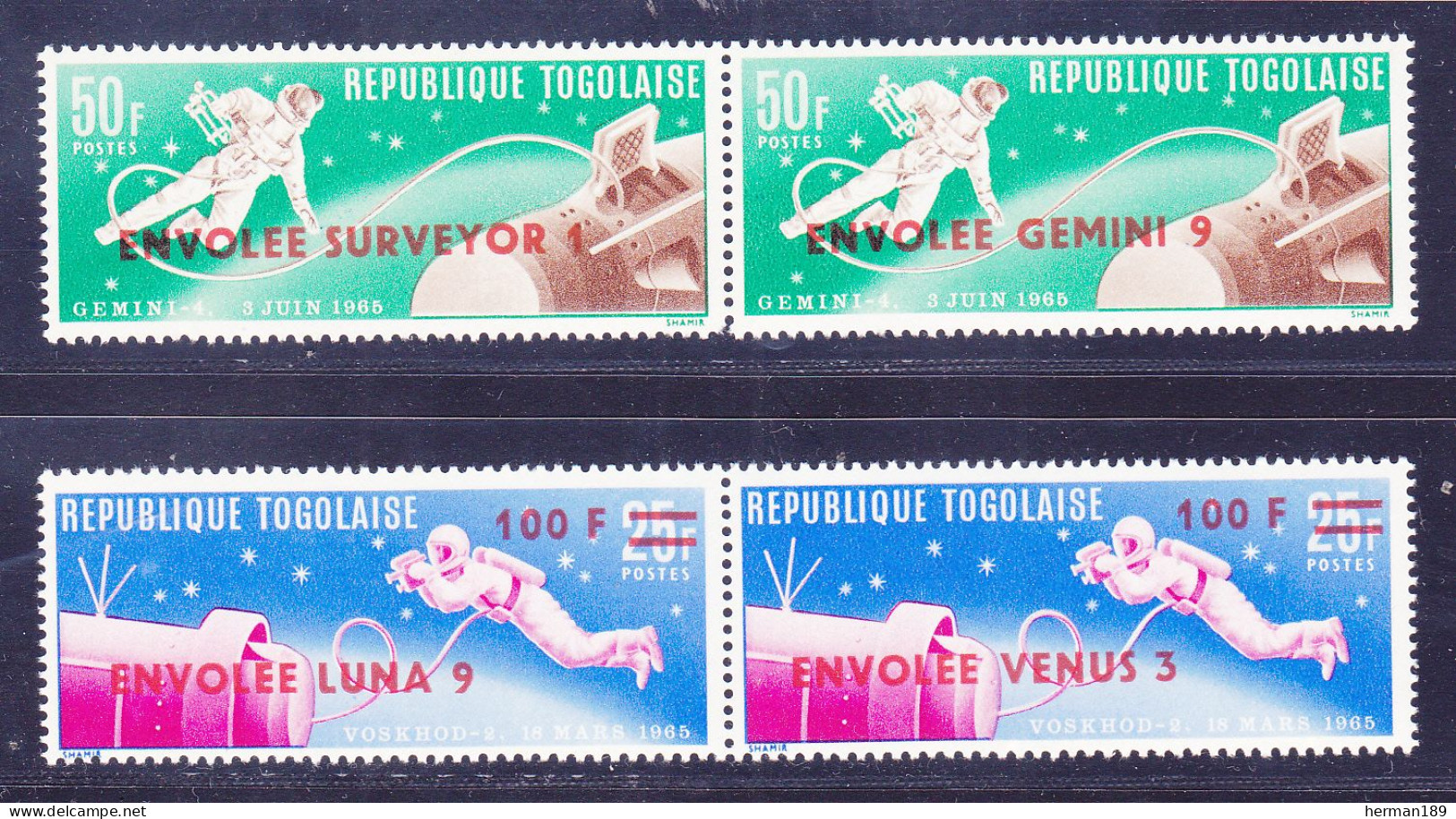 TOGO N°  481 à 484 ** MNH Neufs Sans Charnière, TB (D7562) Vols Cosmiques - 1966 - Togo (1960-...)