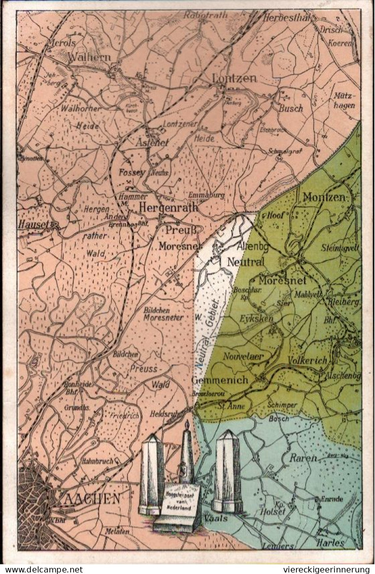 ! Alte Ansichtskarte Neutral Moresnet, Altenberg, Landkarte, Edit. Jos. Mühlenberg, Aachen - Kelmis