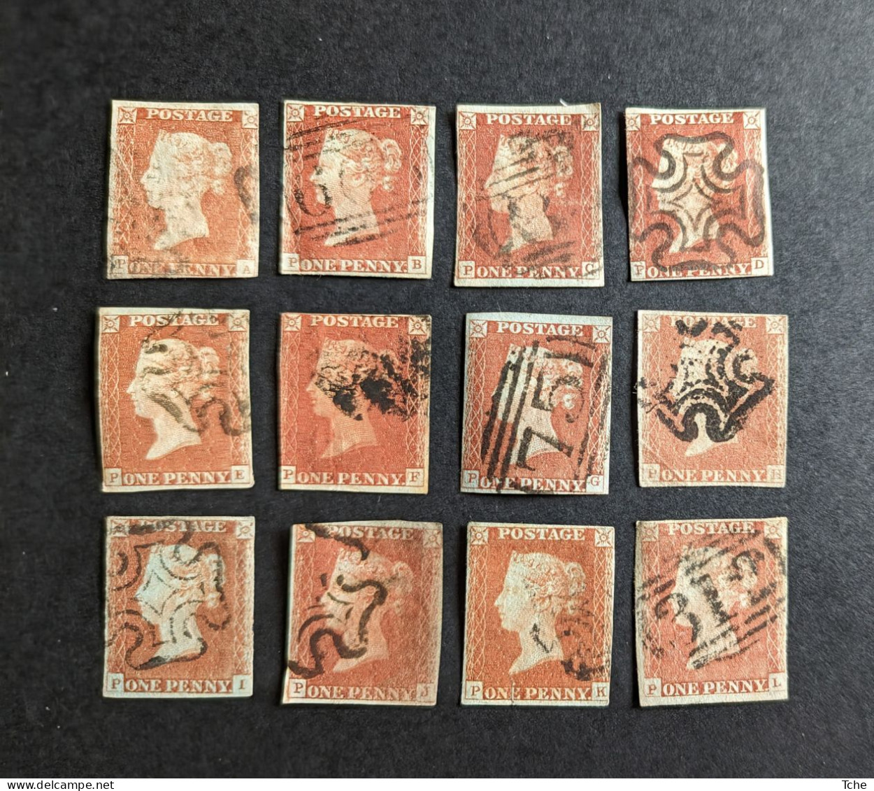 Grande Bretagne 12 Oblitérés N YT 3 Lettres P A,b,c,d,e,f,g,h,i,j,k,l - Used Stamps