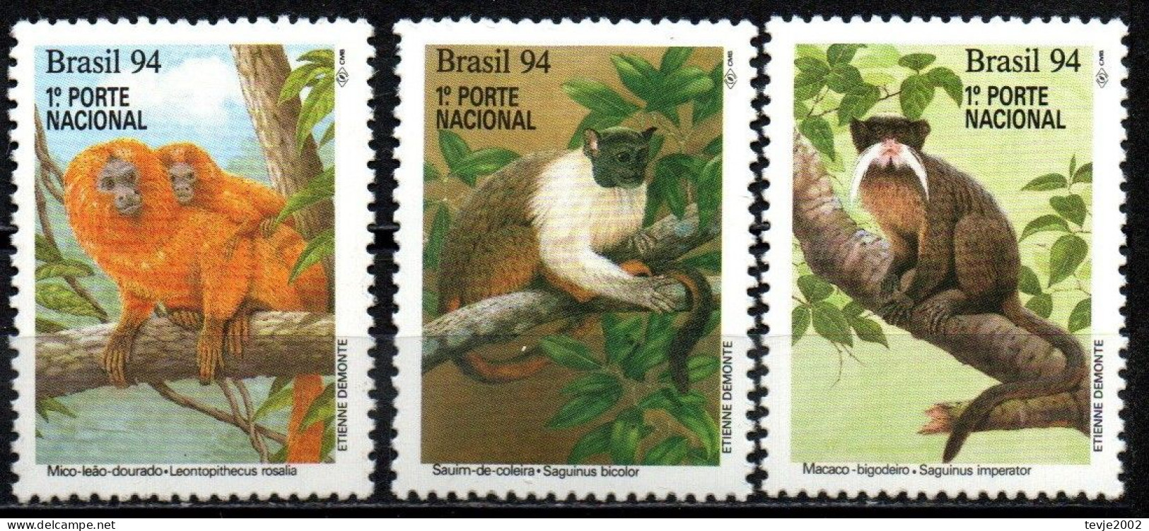 Brasilien 1994 - Mi.Nr. 2589 - 2591 - Postfrisch MNH - Tiere Animals Affen Monkeys - Scimmie