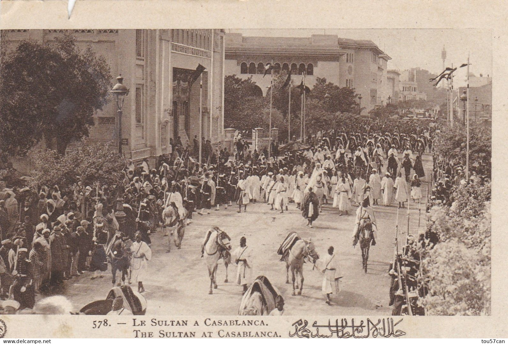 CASABLANCA  -  MAROC  -  CPA  TRES  ANIMEE  DE  1929   -   LE SULTAN  A  CASABLANCA. - Casablanca