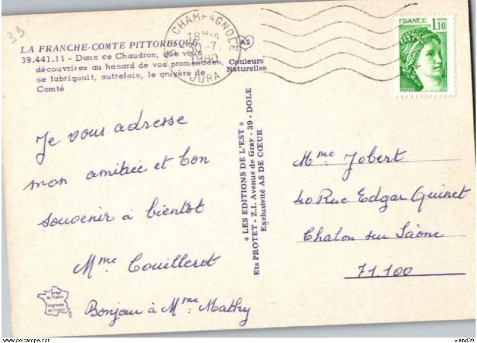 Chaudron Ou L'on Fabriquait Le Gruyère De Comté.   -    Cachet Postal. A1980 - Franche-Comté