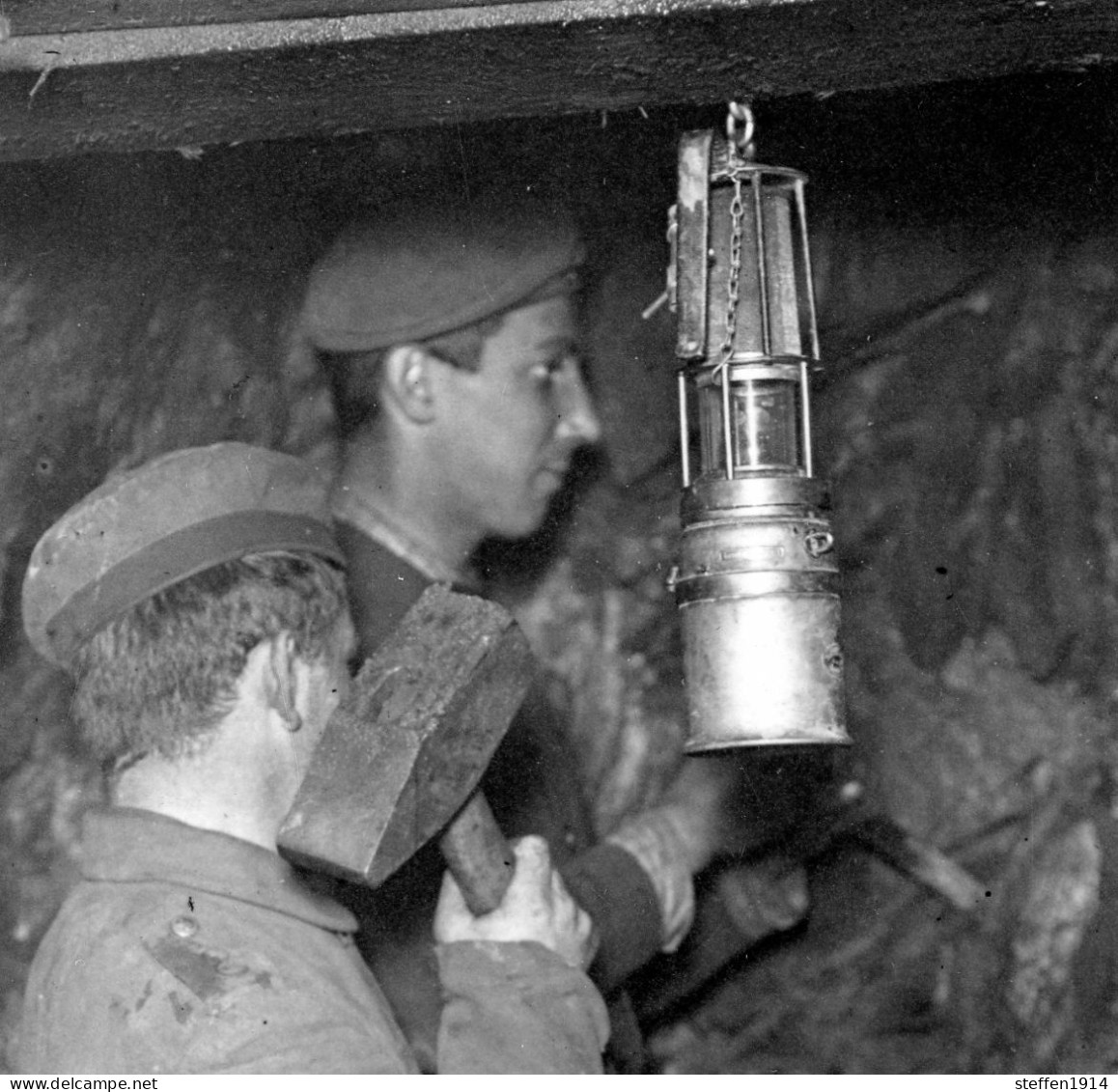 RAR ! Allemande Carte Photo / Rheinisches Jägerbataillon Nr.8 ? / Stollen Grubenlampe Bergwerk Mine  WWI 14-18 - Weltkrieg 1914-18