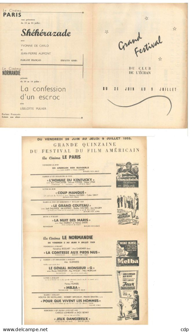 NAMUR  Programme Cinéma 1959   Affiche - Programas