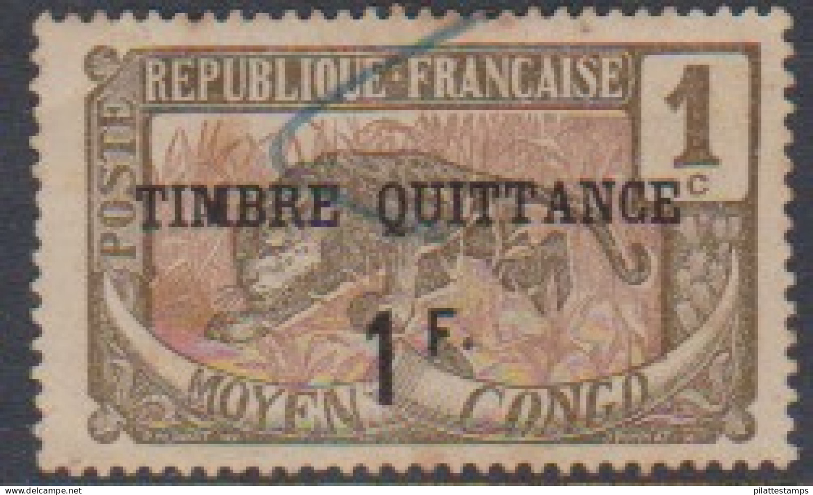 Congo Timbre Fiscal 1f Sur 1c Obl - Other & Unclassified