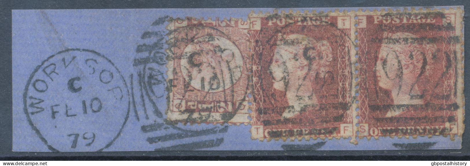 GB QV ½d Plate 10 (QS) Together With 1d Plate 198 (2, SF-TF) Very Fine Used On Piece With Duplex „WORKSOP  / 922“, Notti - Gebruikt