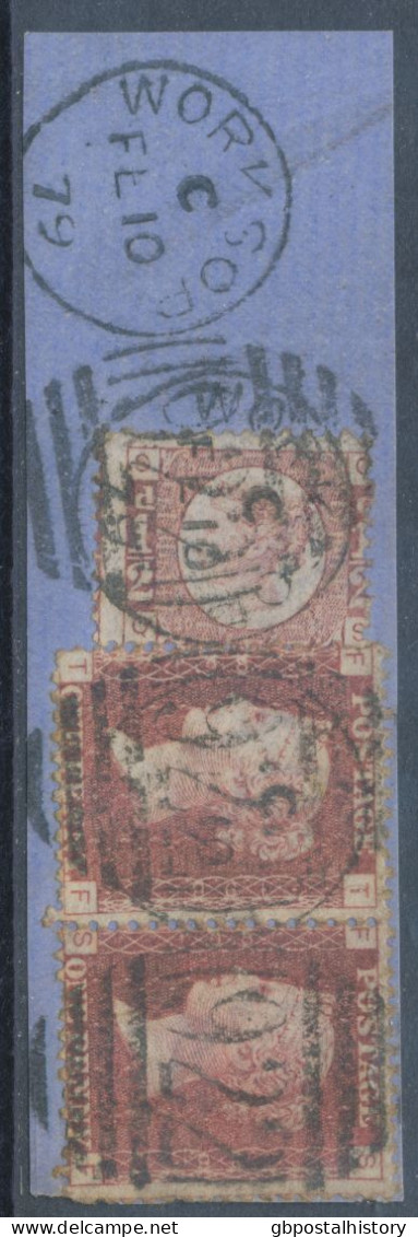 GB QV ½d Plate 10 (QS) Together With 1d Plate 198 (2, SF-TF) Very Fine Used On Piece With Duplex „WORKSOP  / 922“, Notti - Used Stamps