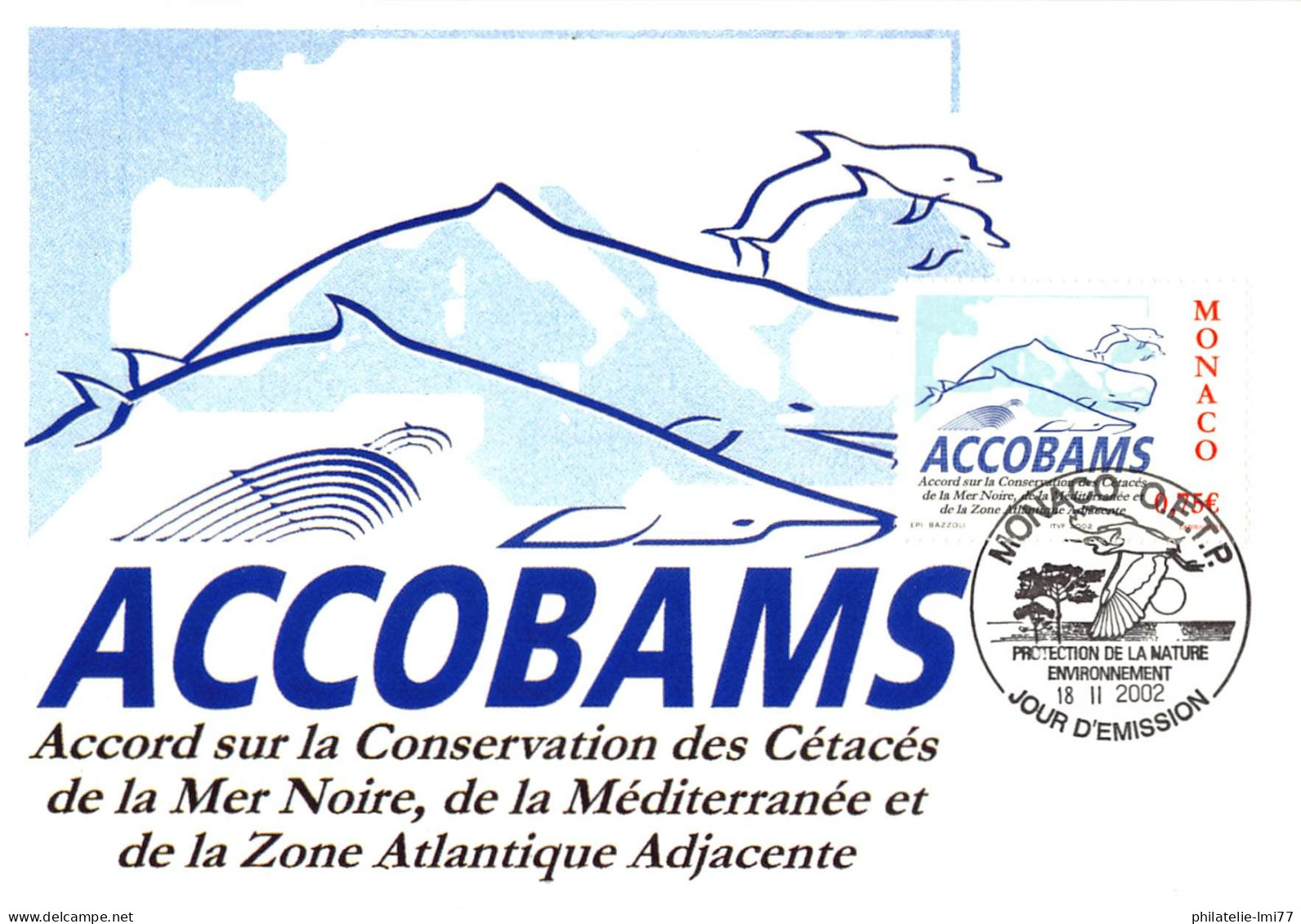CM CEF - ACCOBAMS (cétacés), Oblit 18/2/02 - Maximum Cards