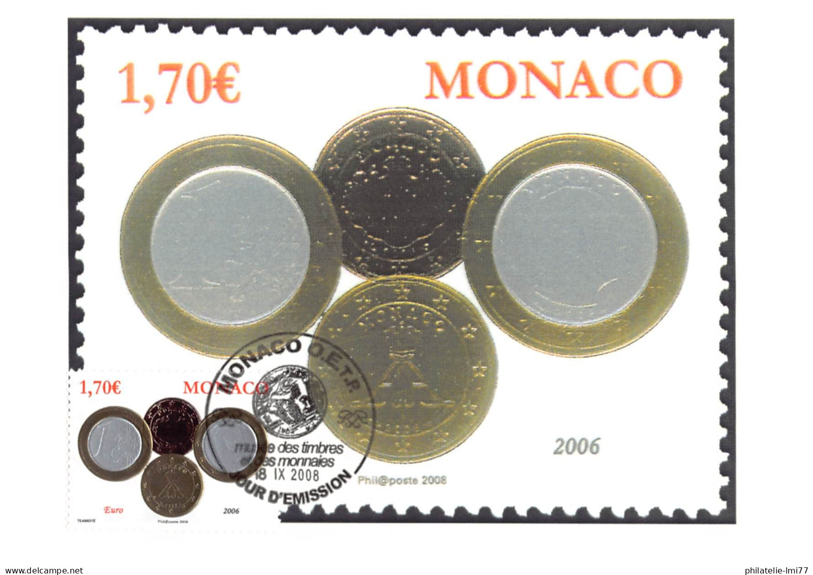 CM CEF - Série Numismatique (6 Cartes), Oblit 18/9/08 - Cartes-Maximum (CM)