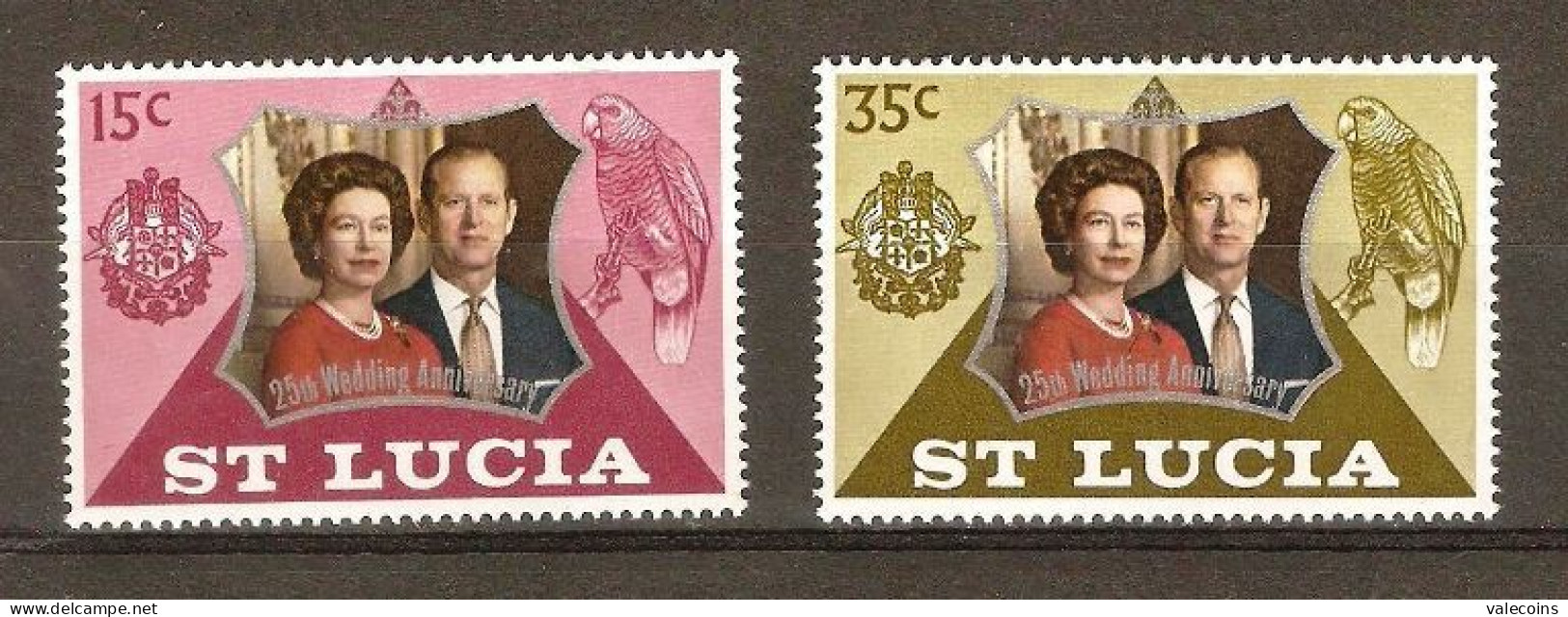 St. LUCIA - 1972 -  QUEEN ELIZABETH II 25th Wedding Anniversary - Set 2 Stamps MNH - St.Lucia (...-1978)