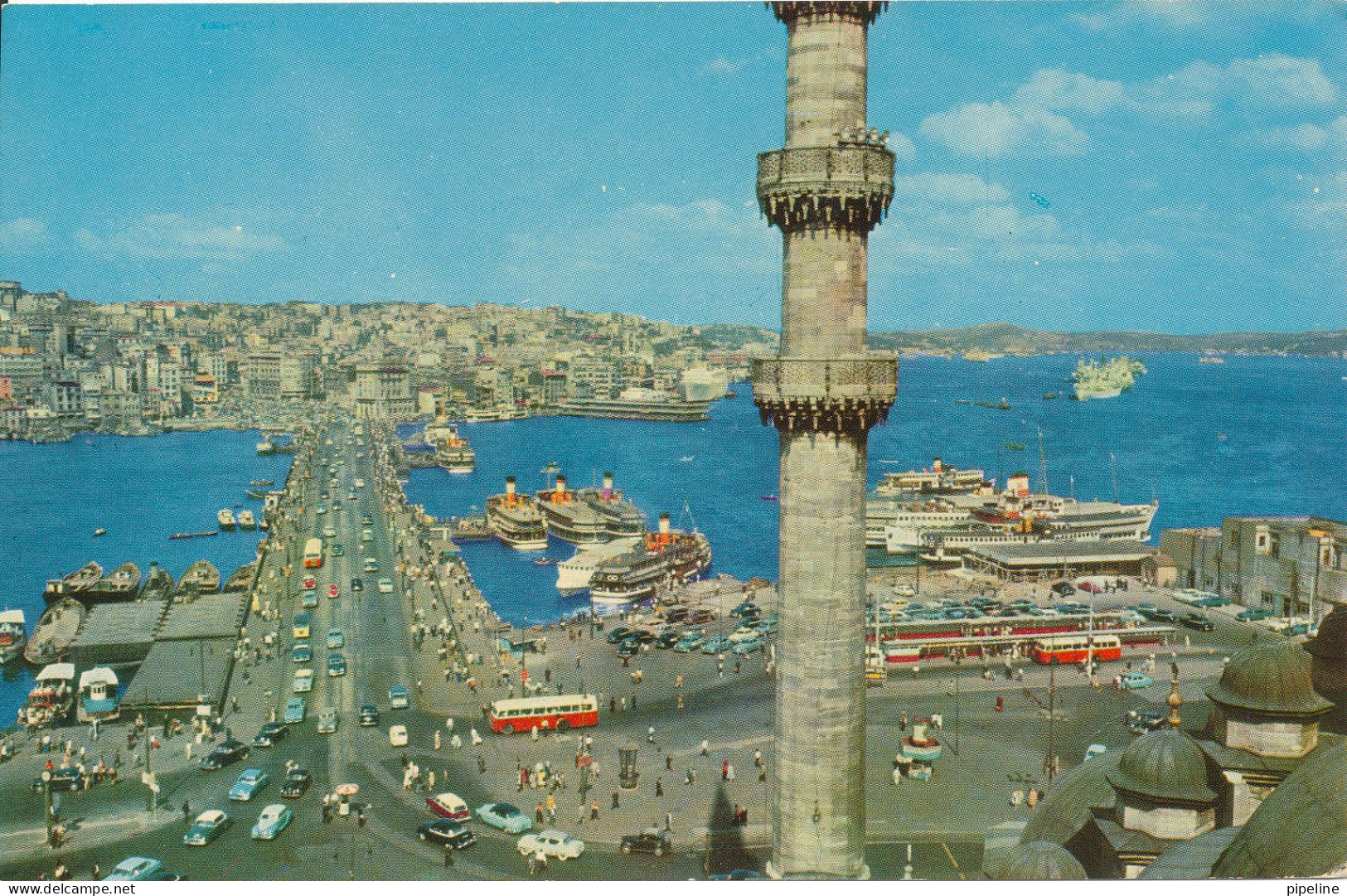 Turkey Postcard Sent To Switzerland The Galata Bridge - Turkije