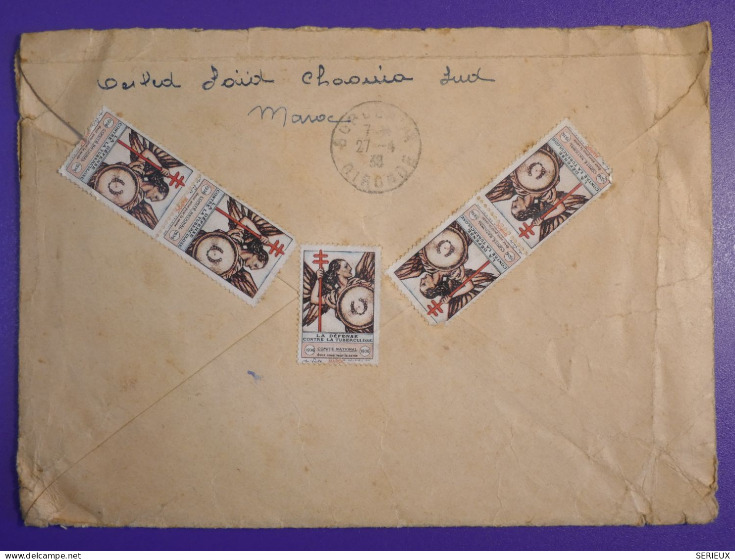 DM20   MAROC BELLE LETTRE RECO   1938 PETIT BUREAU OULAD SAID  +VIGNETTES+AFF.   INTERESSANT+ + - Covers & Documents