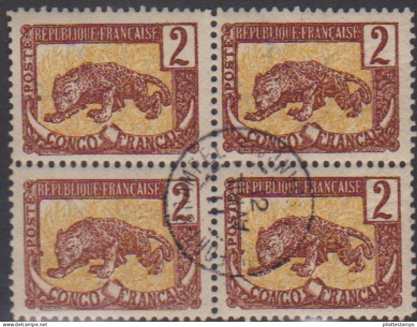 Congo  28 Obl Fort Crampel Bloc De 4 - Other & Unclassified