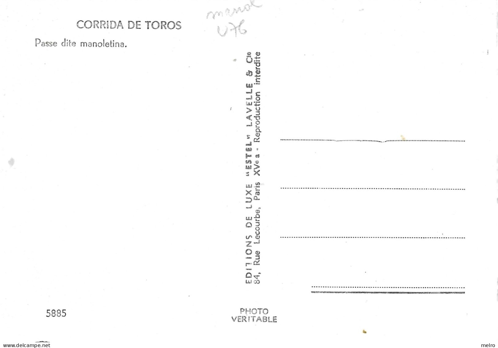 CPSM - CORRIDA DE TOROS - Passe Dite Manoletina. - Tauri