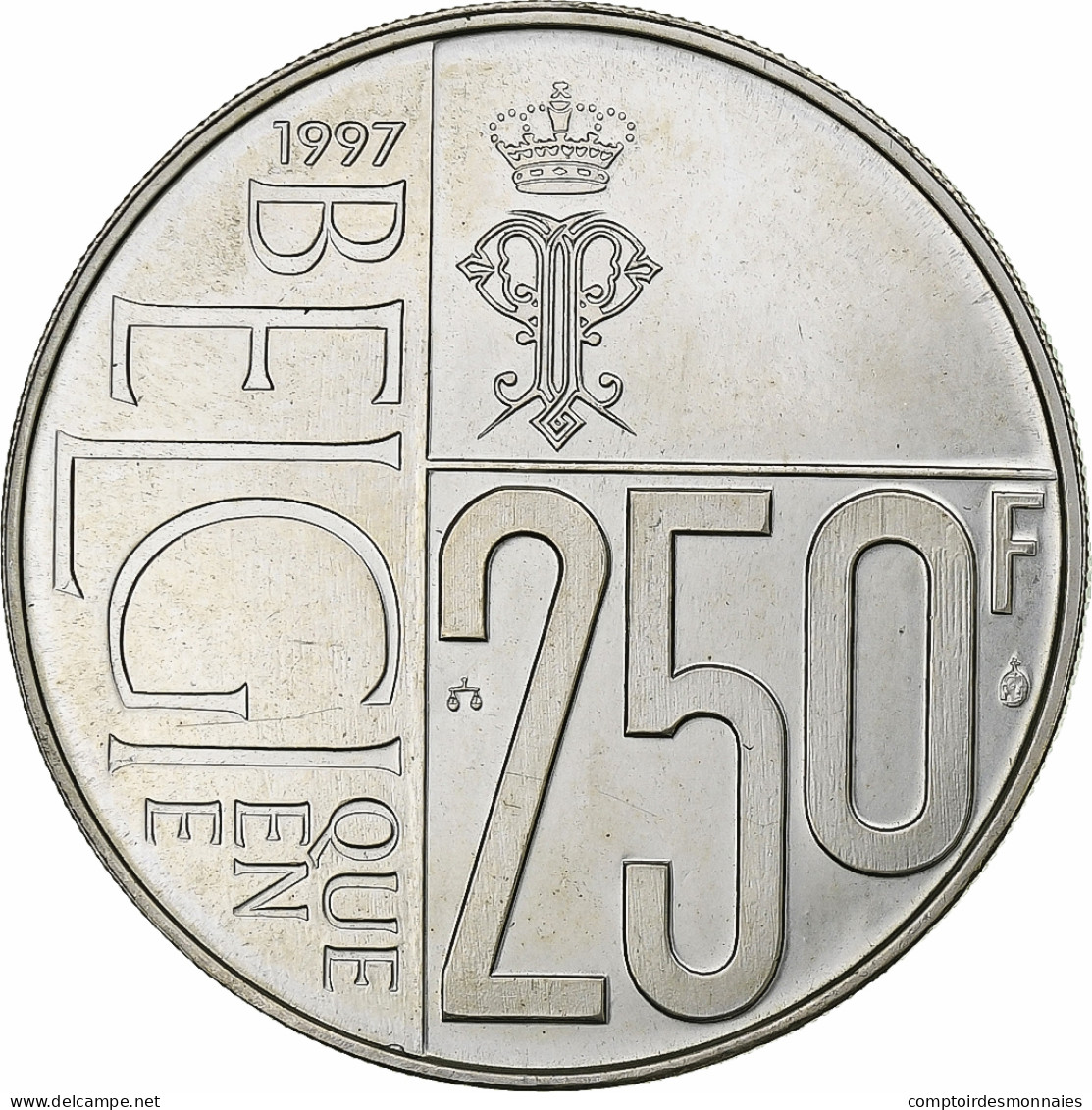 Belgique, 250 Francs, 250 Frank, 1997, Bruxelles, Argent, SUP+, KM:207 - 250 Francs