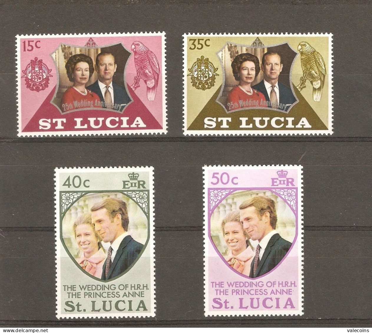 St. LUCIA - 1972/1973 -  QUEEN ELIZABETH II And ANNA Wedding Anniversary - 2 Sets X 2 Stamps MNH     MyRef:BC - St.Lucia (...-1978)