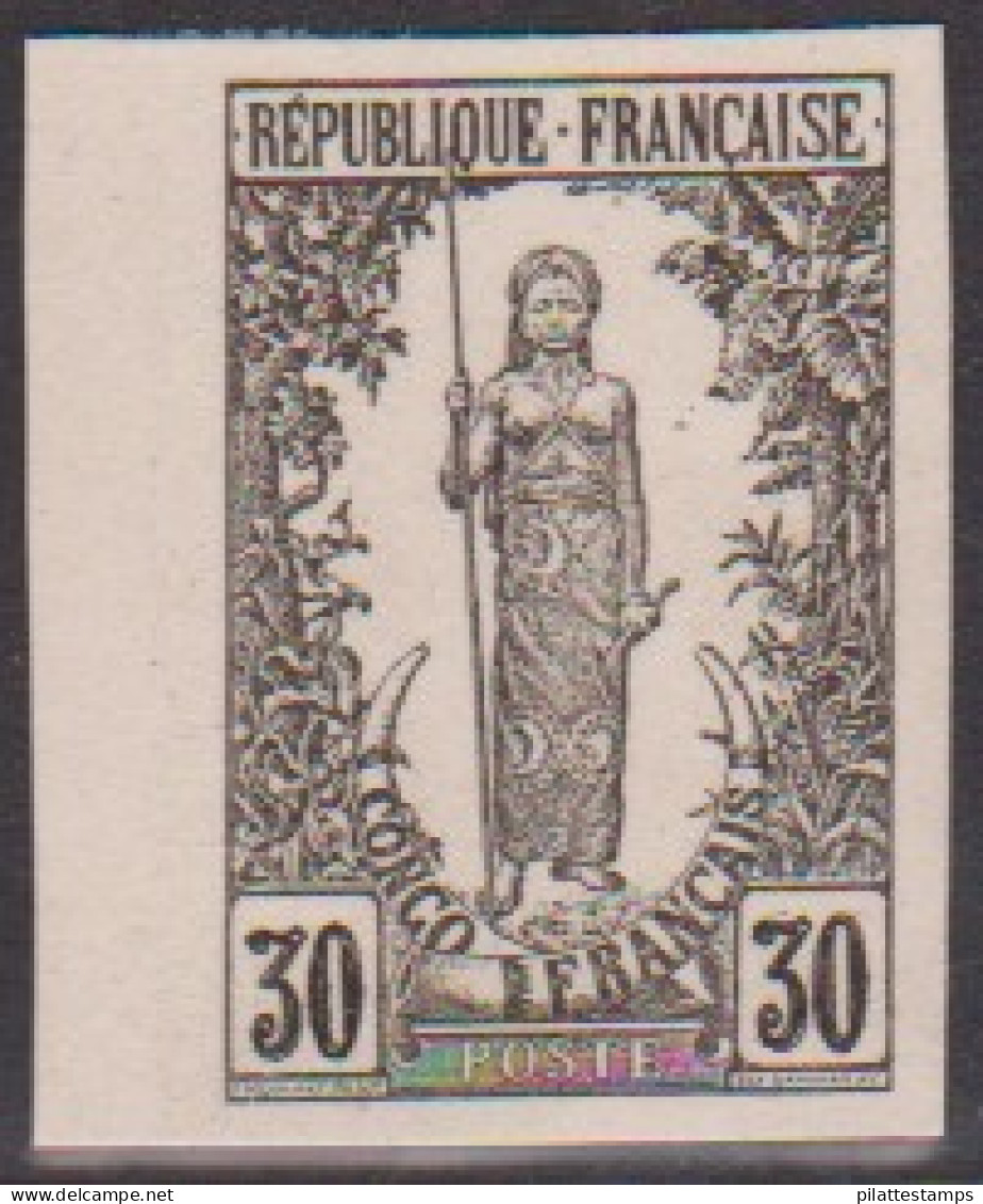 Congo  35c(*) Variété Essai En Noir Non Dentelé - Andere & Zonder Classificatie