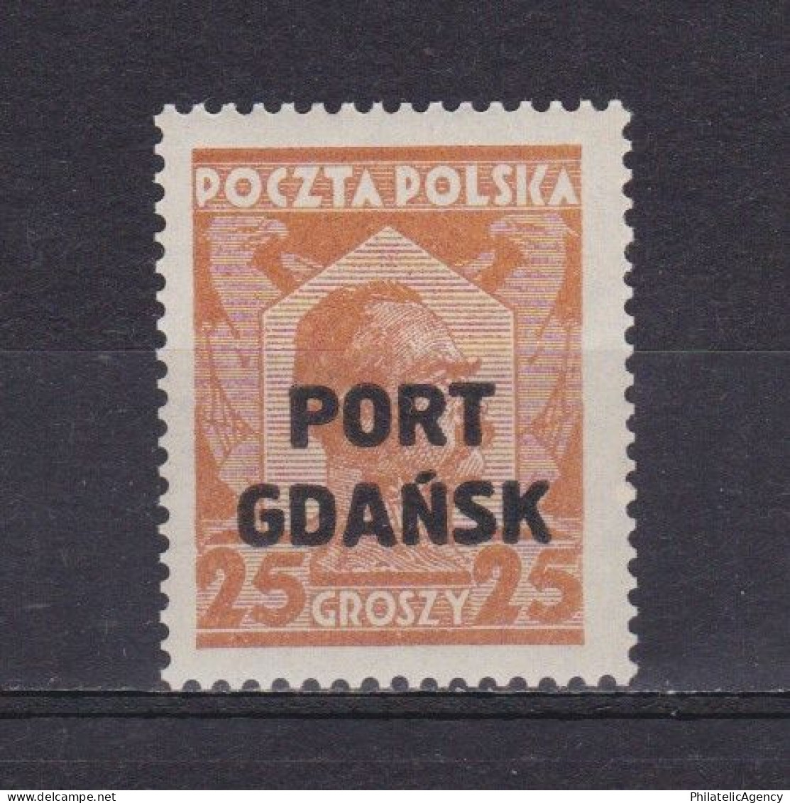 DANZIG 1928, Mi# 19, Overprint, MH - Port Gdansk