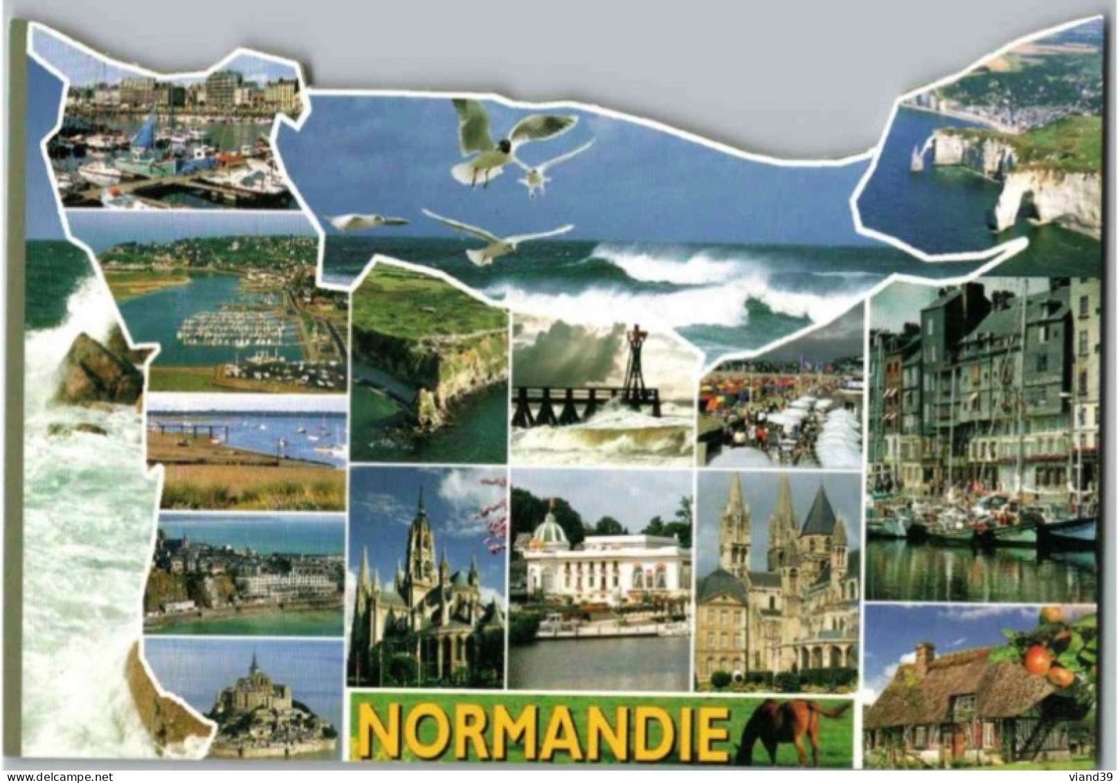 En Normandie. -  Carte Découpée Multi Vues. -  Timbre Non Oblitéré. - Basse-Normandie