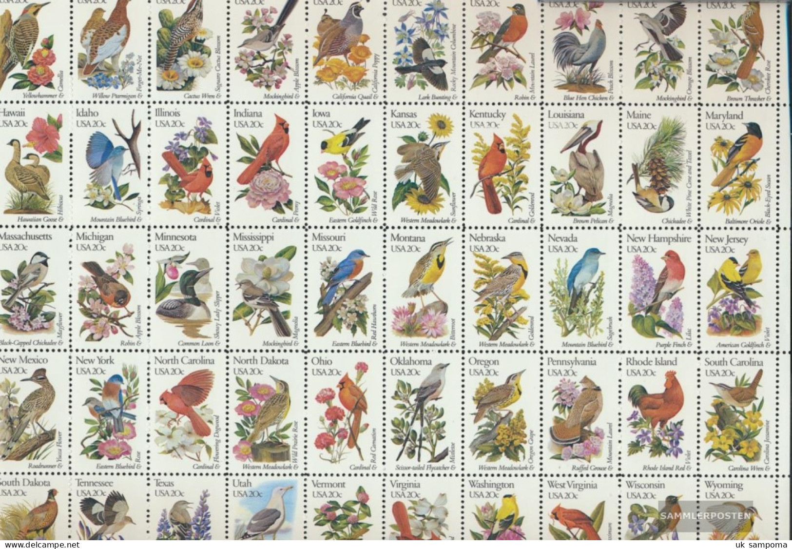 U.S. 1532F-1581F ZD-archery (complete Issue) Linienzähnung Unmounted Mint / Never Hinged 1982 Birds And Flowers The Ban - Neufs