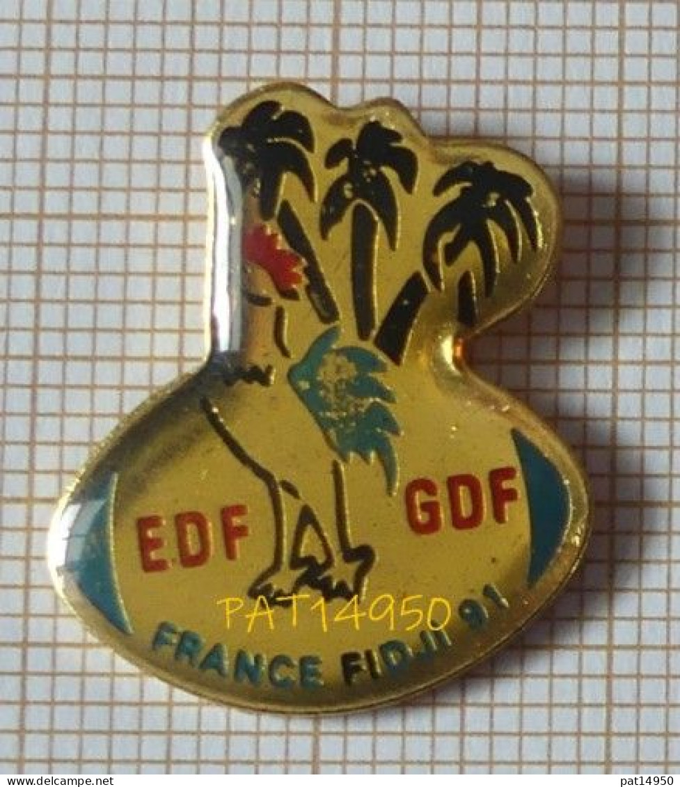 PAT14950 EDF GDF FRANCE FIDJI 91 BALLON DE REUGBY COQ PALMIERS - EDF GDF