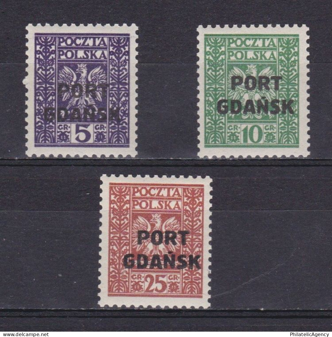 DANZIG 1928, Mi# 20-22, Overprint, MH - Port Gdansk