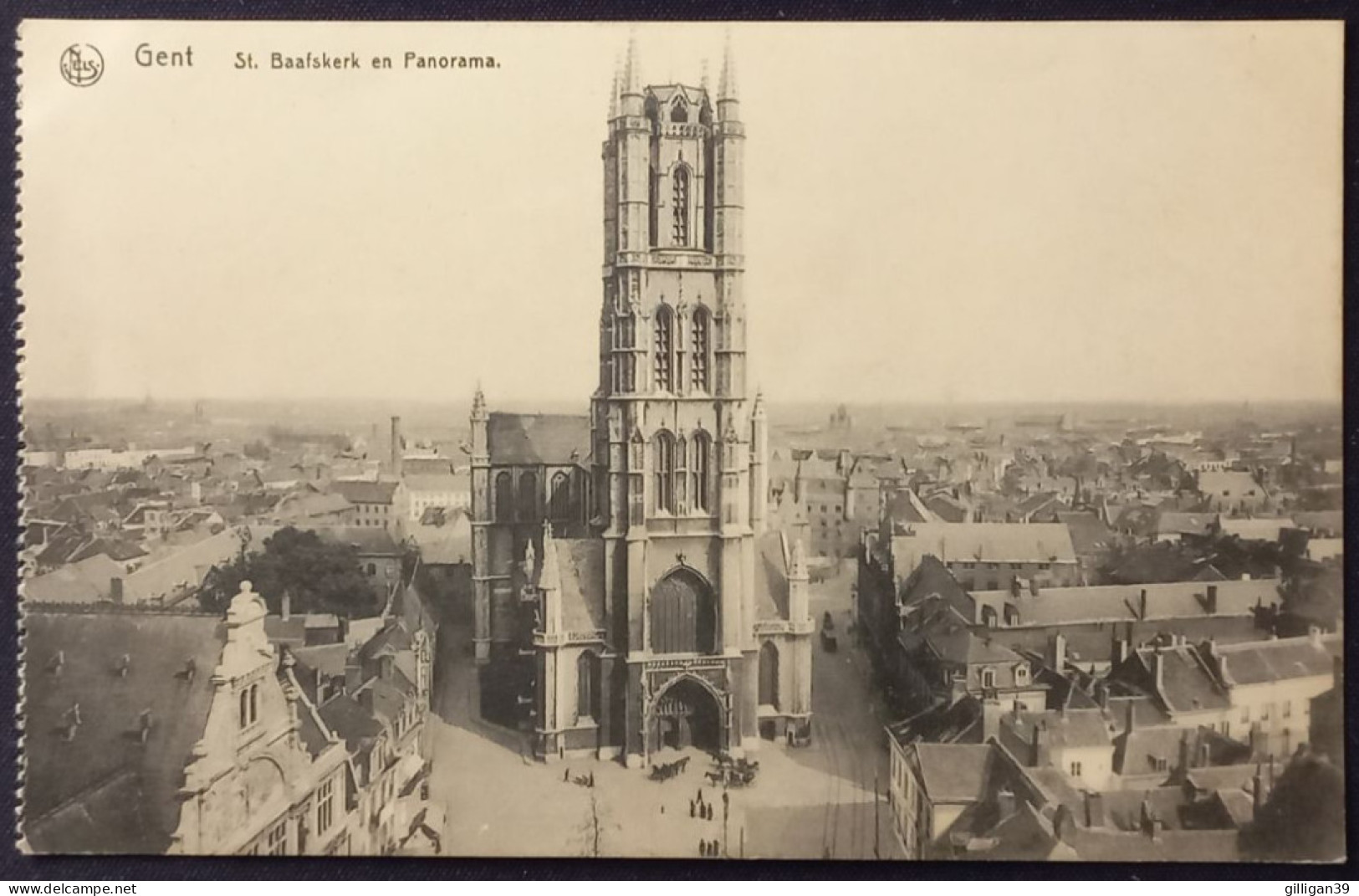 GENT, St. Baafskerk En Panorama. Komp. Reserve-inf.-Regt. No. 229, Feldpost 1917 - Gent