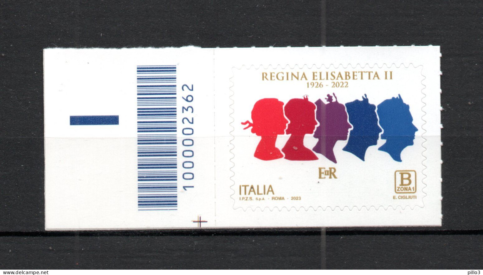 ITALIA :  Regina Elisabetta II  - Codice A Barre N° 2362 Inf.sinistro  MNH**  Del  12.09.2023 - Code-barres