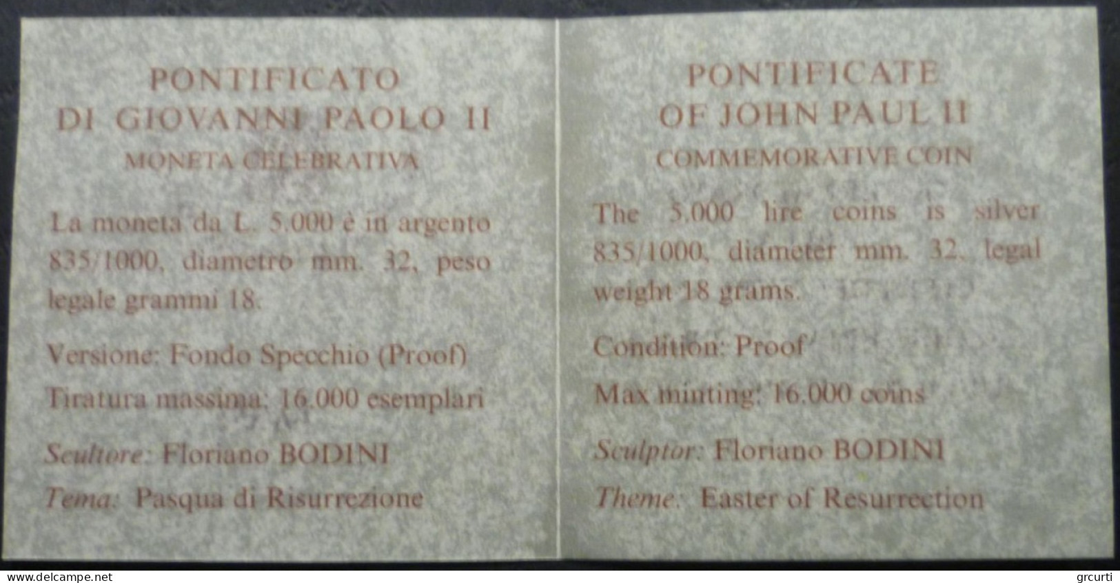 Vaticano - 5.000 Lire 2001 - Pasqua Di Risurrezione - Gig. 345 - KM# 340 - Vatican