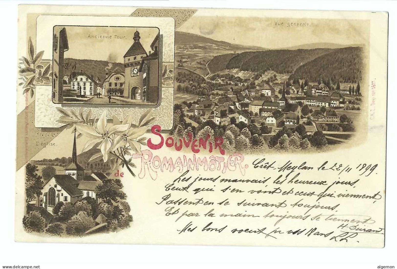 32461 - Souvenir De Romainmôtier Circulée 1899 - Romainmôtier-Envy