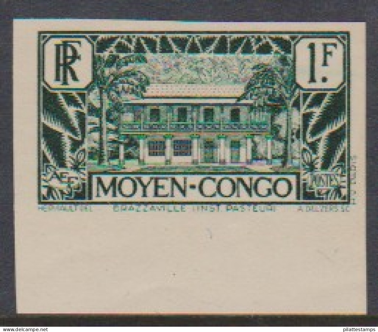 Congo 128a** Variété Vert Foncé Non Dentelé - Andere & Zonder Classificatie