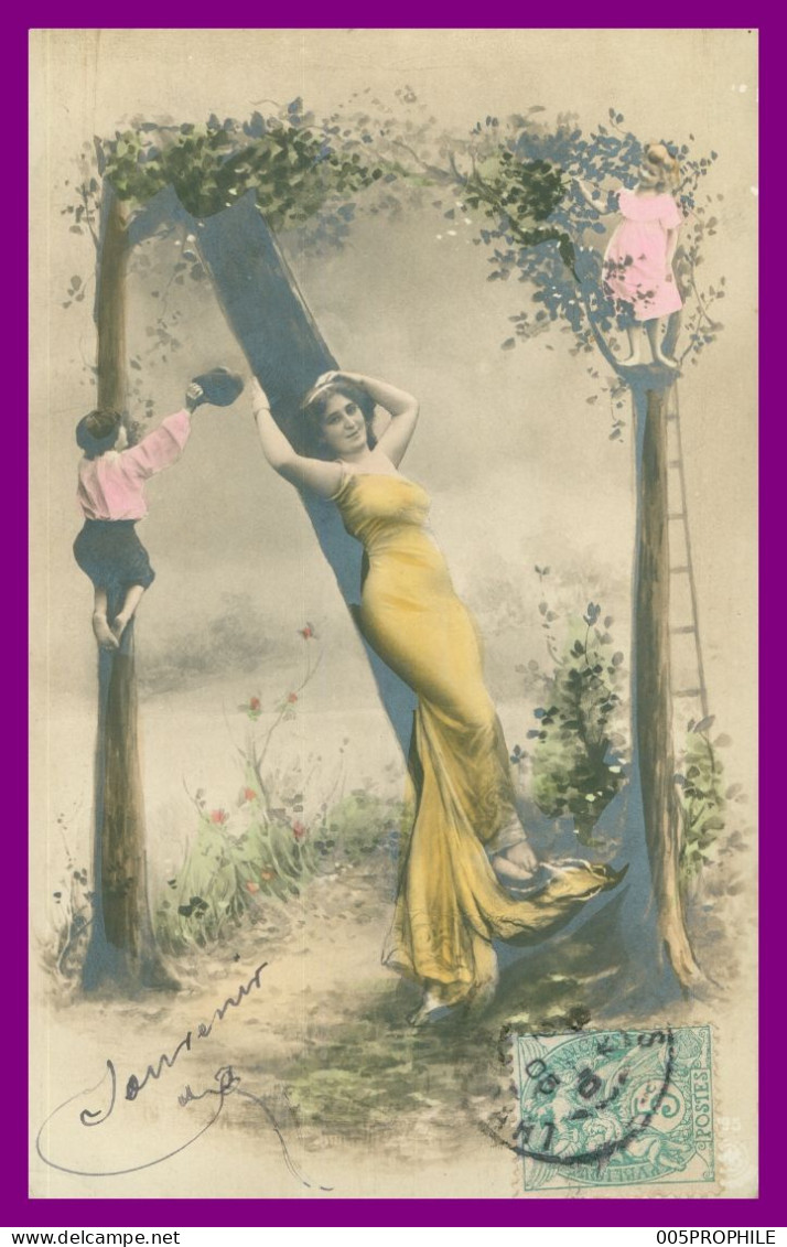 * Alphabet * Femme * Lettre N - Branche Arbre - Enfants - 1908 - Women