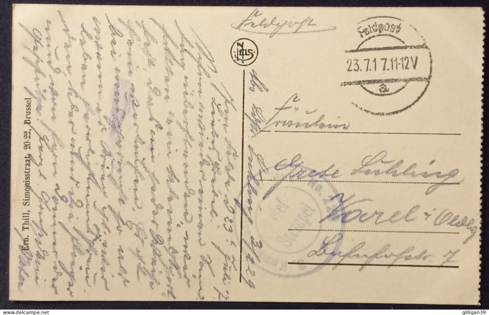 GENT, Paleis Van Justitie, Komp. Reserve-inf.-Regt. No. 229, Feldpost 1917 - Gent