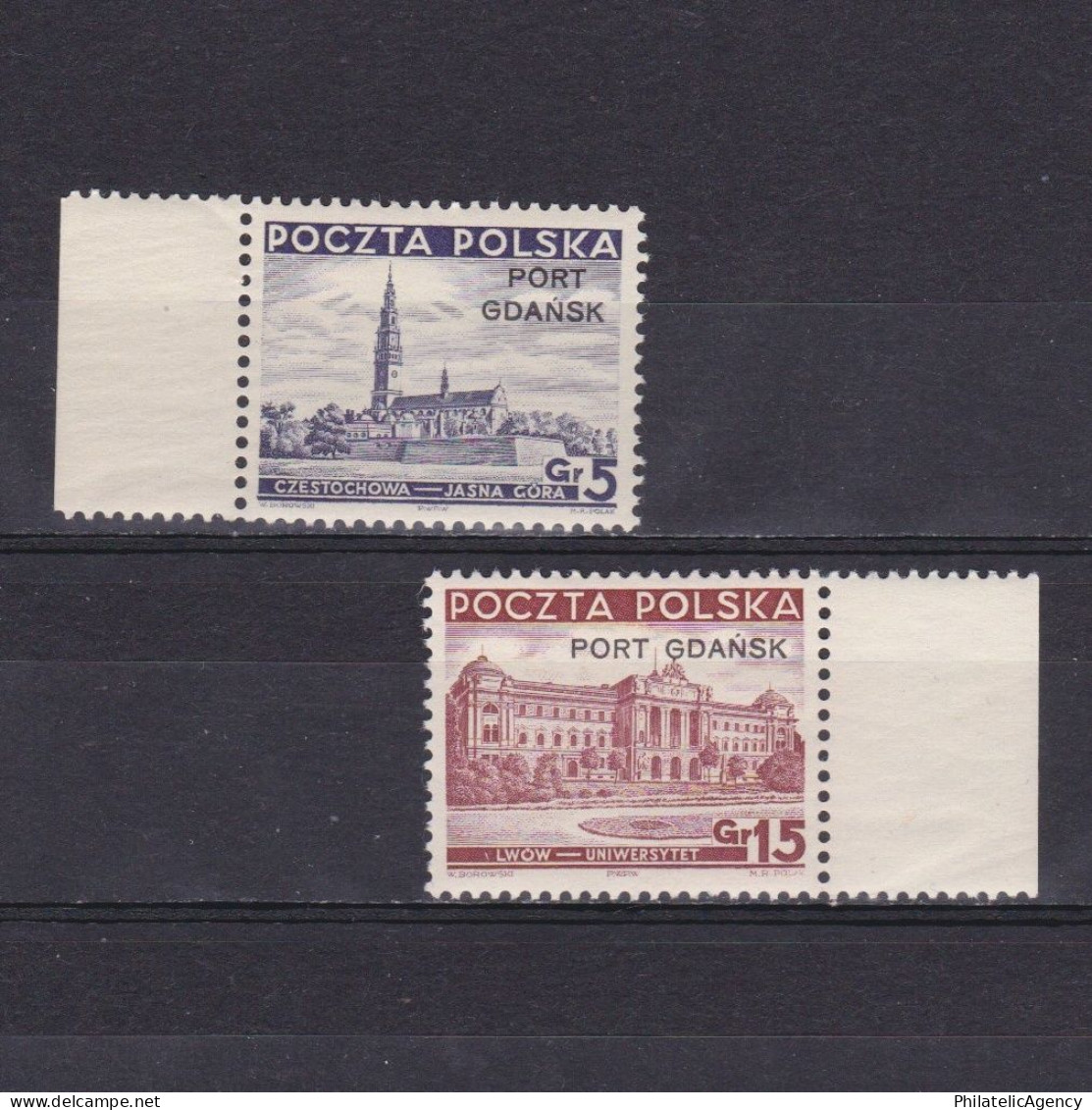 DANZIG 1937, Mi# 32-33, Overprint, MH - Port Gdansk