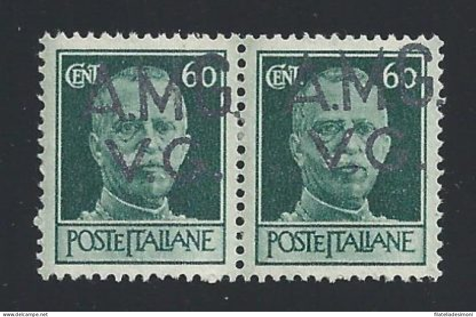 1945 VENEZIA GIULIA AMG VG, N. 6hv 60 C. MNH** COPPIA STAMPA EVANESCENTE - Autres & Non Classés