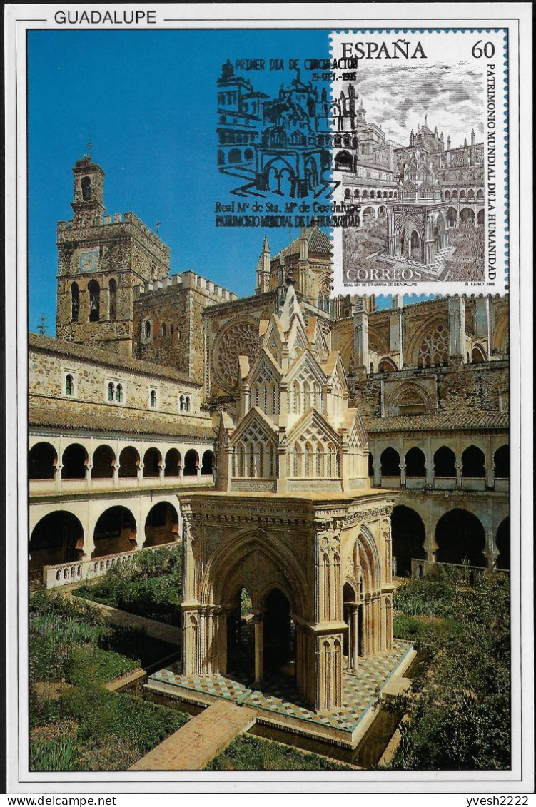 Espagne 1995 Y&T 2978 Sur Carte Maximum. Monastère Royal De Sainte Marie De Guadalupe - Abbazie E Monasteri