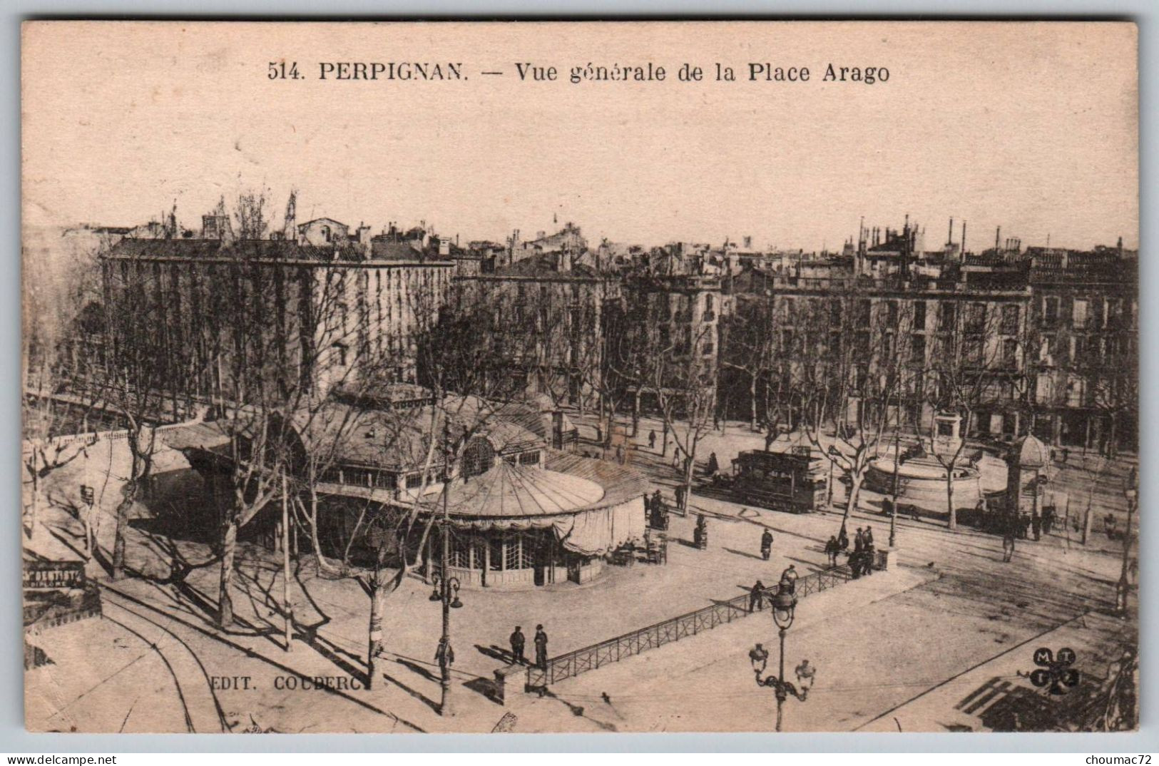 (66) 455, Perpignan, Edit Couderc 514, Vue Générale De La Place Arago, état ! - Perpignan