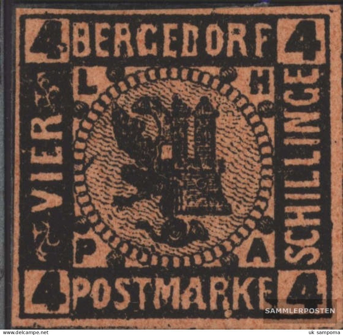 Bergedorf 5ND New- Or. Reproduction Unmounted Mint / Never Hinged 1887 Crest - Bergedorf