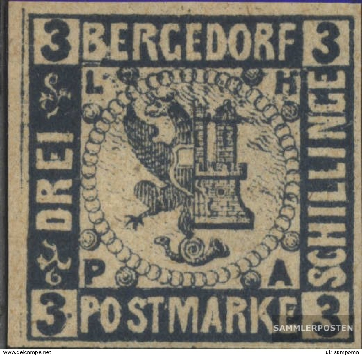 Bergedorf 4ND New- Or. Reproduction Unmounted Mint / Never Hinged 1887 Crest - Bergedorf